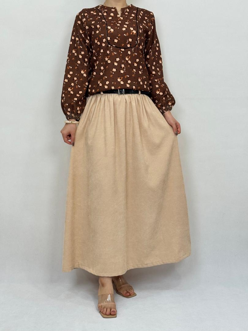 دامن - دامن مخمل با کمربند چرم دامن مخمل با کمربند چرم-12