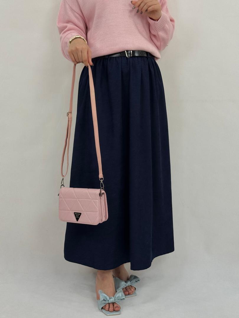 دامن - دامن مخمل با کمربند چرم دامن مخمل با کمربند چرم-11