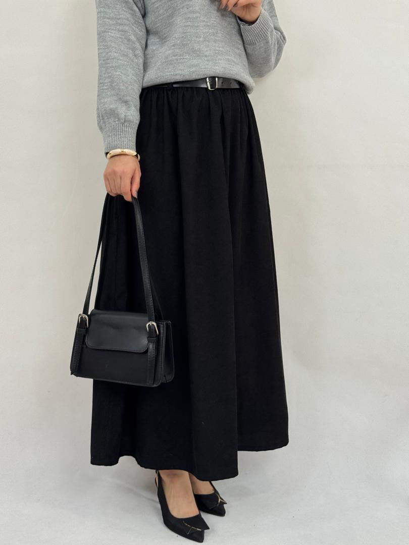 دامن - دامن مخمل با کمربند چرم دامن مخمل با کمربند چرم-10