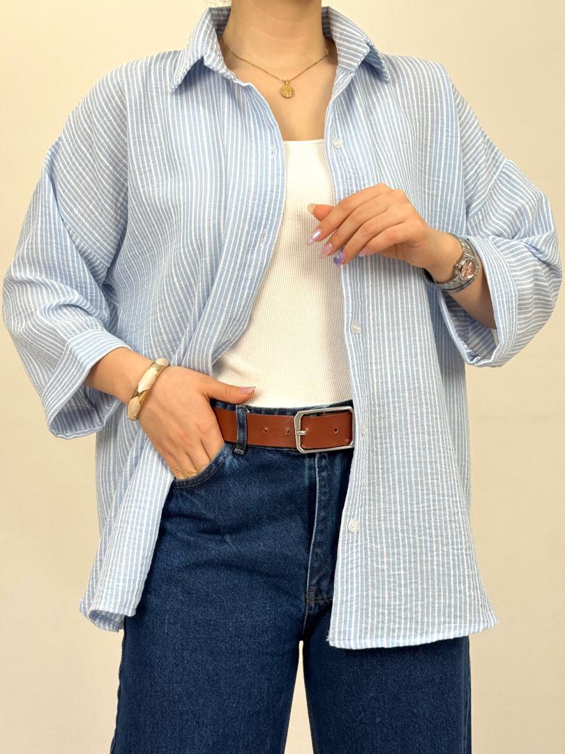 شومیز راه راه آستین پاکتی